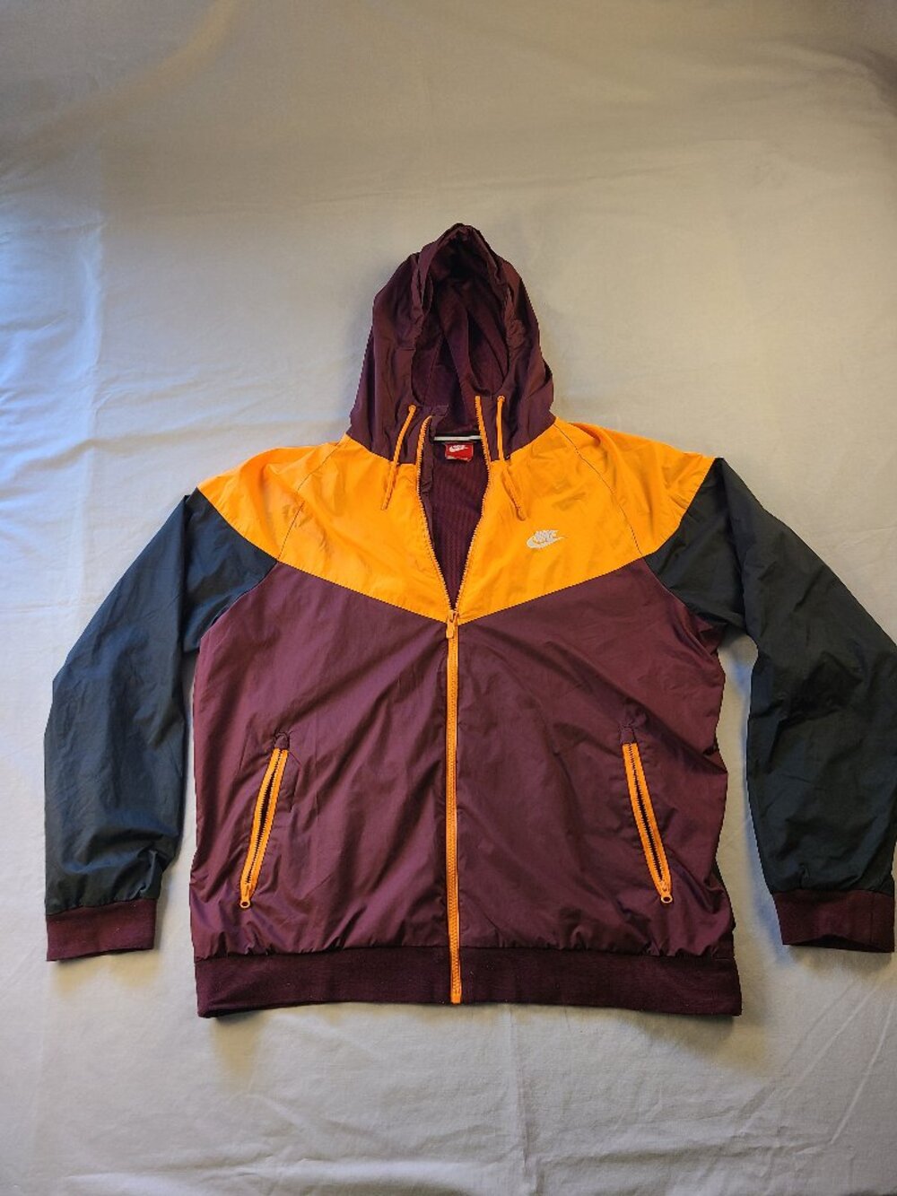 Nike Windbreaker With Hood Men's XL Maroon & Orange